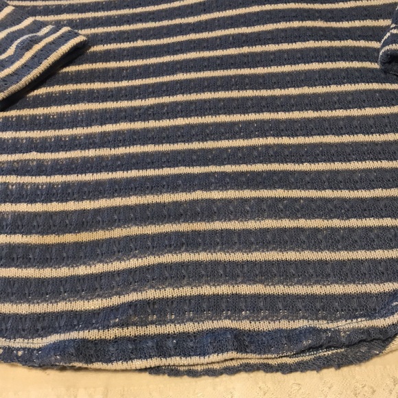 Ladies Splendid Blue/White Stripe Sheer Top - Picture 4 of 12